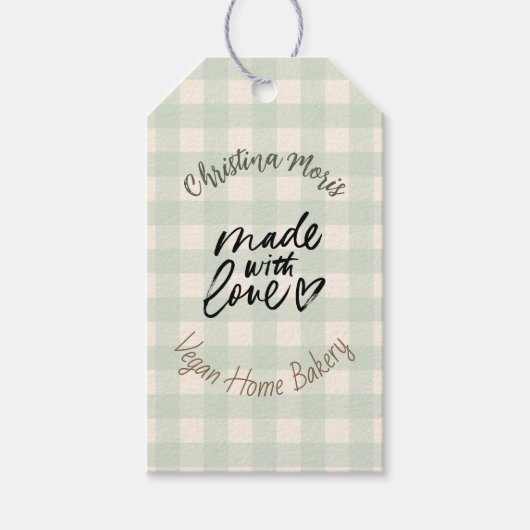 Étiquettes-cadeau Small Vegan Home Bakery Made with love Pattern (Devant)