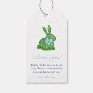 Étiquettes-cadeau Smart Blue Green Topiary Bunny Baby Boy Douche