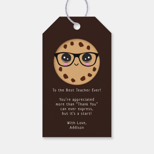 Étiquettes-cadeau Smart Cookie Enseignant Merci Cadeau appréciation (Dos)