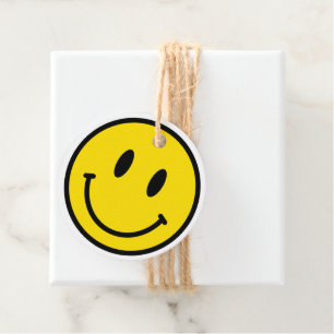 Étiquettes Cadeau Smile Face Jaune Blanc Noir Joyeux Visage Emoji Fa
