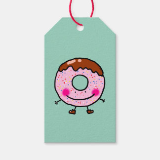 Étiquettes-cadeau Smiling Sprinkle Donut Character Art