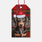 Étiquettes-cadeau Smooth Coat Dachshund Dog Red Plaid Christmas (Devant)