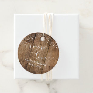 Étiquettes Cadeau "S'More Love" Bois rustique et cordes lumineuses