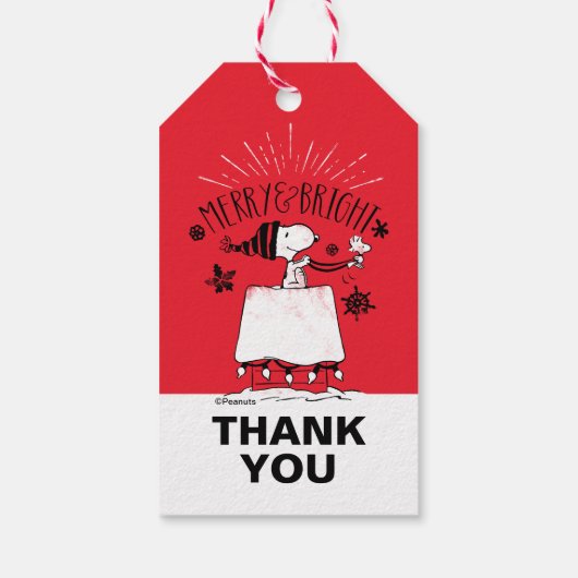 Étiquettes-cadeau Snoopy et Woodstock - Joyeux et lumineux (Dos)