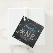 Étiquettes Cadeau Snowflake Winter Chalkboard 1er anniversaire (En situation)