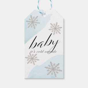 Étiquettes-cadeau Snowflakes Blue Baby Son froid dehors Merci