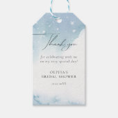 Étiquettes-cadeau Snowflakes Fête des mariées bleue (Devant)