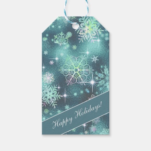 Étiquettes-cadeau Snowflakes le plus beau Motif ID Turquoise846 (Devant)