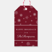 Étiquettes-cadeau Snowflakes Red classique Noël Joyeux jours fériés (Devant)