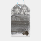Étiquettes-cadeau Snowflakes rustiques d'hiver Bois et Pinecones (Dos)