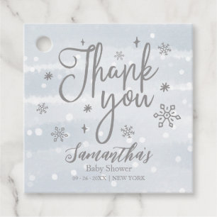 Étiquettes Cadeau Snowflakes Winter Boy Baby shower Merci