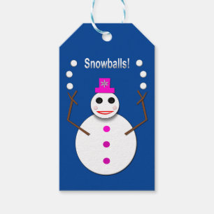 Étiquettes-cadeau Snowlady de Noël Jongler boules de neige amusant