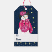Étiquettes-cadeau Snowman Avec Rose Et Bleu Foncé (Dos)