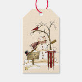 Étiquettes-cadeau Snowman en gros Cardinal Sleigh Snow Tree (Devant)