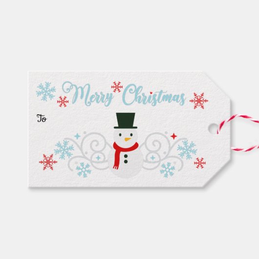 Étiquettes-cadeau Snowman Festif Et Flèches Bleues (Devant (Horizontal))