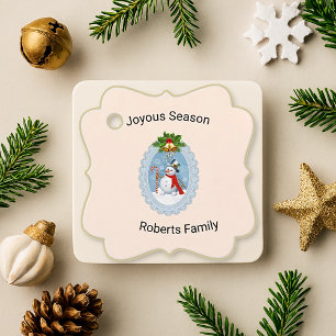 Étiquettes Cadeau Snowman Holly Joyous Saison Holiday