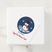 Étiquettes Cadeau Snowman Red PERSONNALISER (En situation)