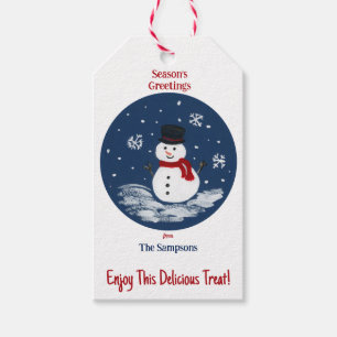 Étiquettes-cadeau Snowman Red PERSONNALISER longtemps