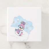 Étiquettes Cadeau Snowman rose de Noël personnalisé (En situation)