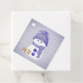 Étiquettes Cadeau Snowman with Two Sleeping Bunnies with Snowflakes (En situation)