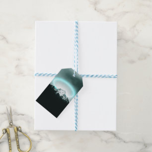 Étiquettes-cadeau Snowy mountain mysterious blue neon light