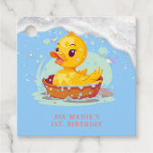 Étiquettes Cadeau Soapy Yellow Rubber Duck Girl 1er anniversaire fêt (Devant)