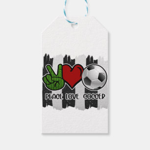 Étiquettes-cadeau Soccer paix et amour