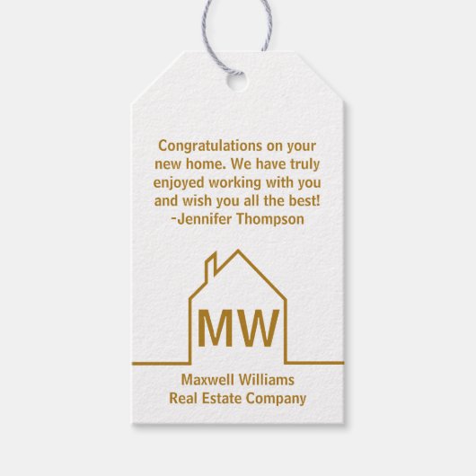 Étiquettes-cadeau Société Immobilier Félicitations Chic Gold (Devant)