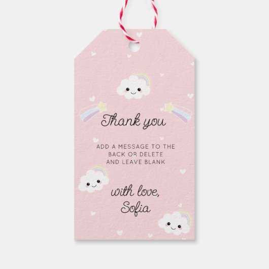 Étiquettes-cadeau Sofia Cloud Anniversaire Merci Favoriser (Dos)