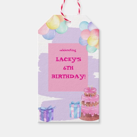 Étiquettes-cadeau Soirée : Anniversaire violet et rose (Devant)