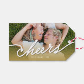 Étiquettes-cadeau Soirée Calligraphie Script Gold Ombre Photo Holida (Devant (Horizontal))