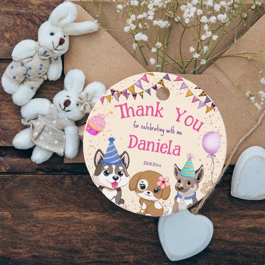 Étiquettes Cadeau Soirée chiot adorable merci cadeau