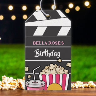 Étiquettes-cadeau Soirée Cinéma Anniversaire Filles