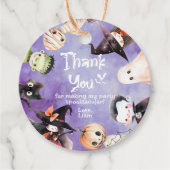 Étiquettes Cadeau Soirée costumée Monstres Halloween merci (Devant)