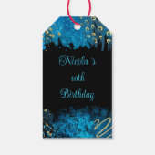 Étiquettes-cadeau Soirée d'anniversaire d'alcool bleu (Dos)