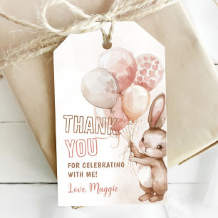Étiquettes-cadeau Soirée d'anniversaire de la fille Bunny mignonne