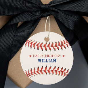 Étiquettes Cadeau Soirée de baseball Sport joyeuse fête d'anniversai