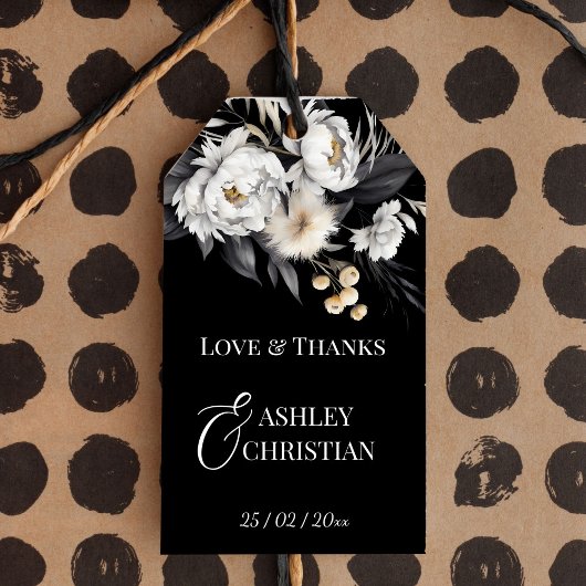 Étiquettes-cadeau Soirée de mariage noir et blanc