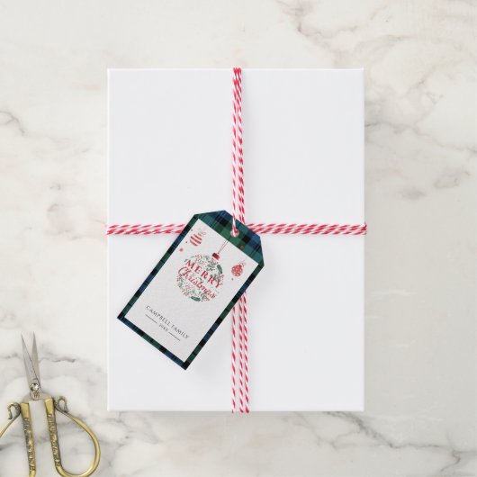 Étiquettes-cadeau Soirée de Noël programmée Rustic Campbell Tartan (Avec de la ficelle)