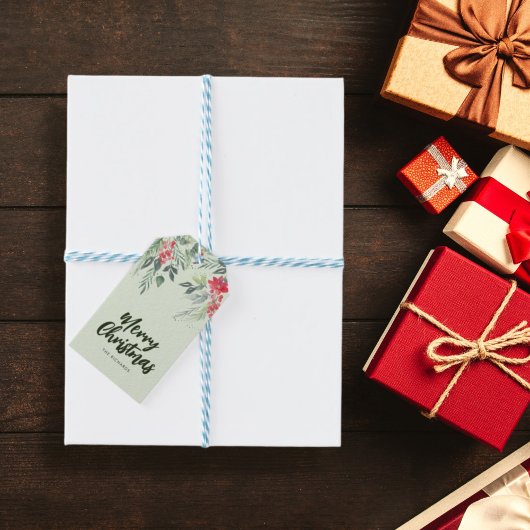 Étiquettes-cadeau Soirée de Noël sur le thème du feuillage botanique