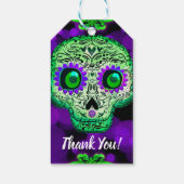 Étiquettes-cadeau Soirée d'Halloween verte et violette (Dos)