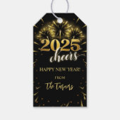 Étiquettes-cadeau Soirée du Nouvel An Or & Noir (Devant)