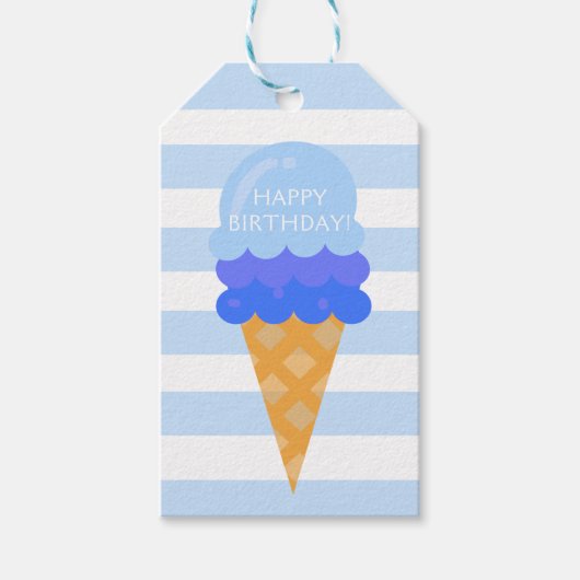 Étiquettes-cadeau Soirée glacée fête d'anniversaire bleu garçon (Devant)