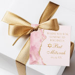 Étiquettes Cadeau Soirée personnalisée Bat mitzvah d'âge rose<br><div class="desc">Une agate rose et or chic décore le côté de cette belle marque de faveur de parti Bat mitzvah girly. Le nom de votre fille est écrit dans une belle écriture formelle sous l'Étoile de David. Des étiquettes cadeau parfaites pour une famille juive chic et élégante célébrant une fille appelée...</div>