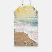Étiquettes-cadeau Soleil Élégant et Plage d'Océan Bleu (Dos)