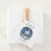 Étiquettes Cadeau Solstice d'hiver Deer Bleu Blanc Noël (En situation)