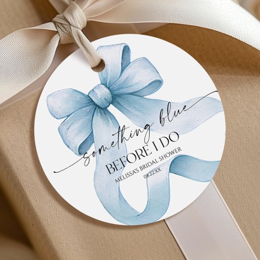 Étiquettes Cadeau Something Blue Before I Do Blue Bow Baby Shower