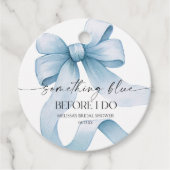 Étiquettes Cadeau Something Blue Before I Do Blue Bow Baby Shower de (Devant)