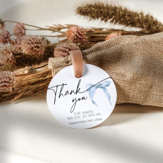 Étiquettes Cadeau Something Blue Mariage Dusty Bow Merci