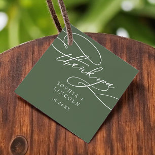 Étiquettes Cadeau SOPHIA Merci Mariage vert de la forêt